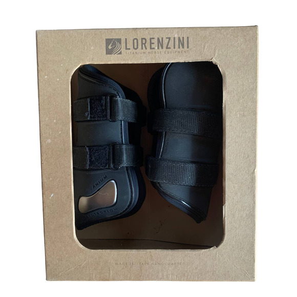Lorenzini Titanium Paranocca Fetlock Jumping Splint Boots Black Pair Medium NIB - Picture 2 of 7